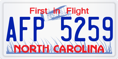 NC license plate AFP5259