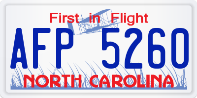 NC license plate AFP5260