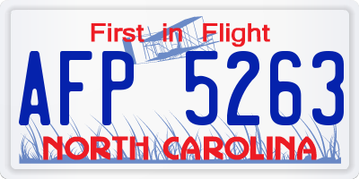 NC license plate AFP5263