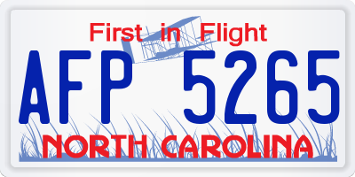 NC license plate AFP5265