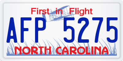 NC license plate AFP5275