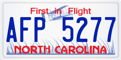 NC license plate AFP5277