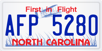 NC license plate AFP5280