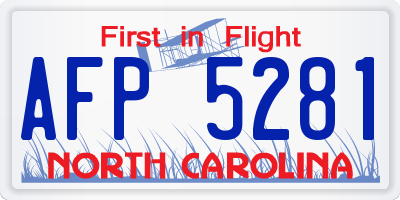 NC license plate AFP5281