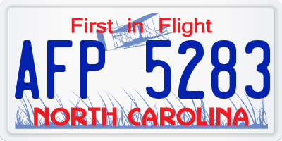 NC license plate AFP5283