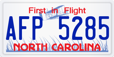NC license plate AFP5285