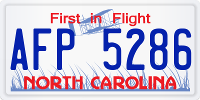 NC license plate AFP5286