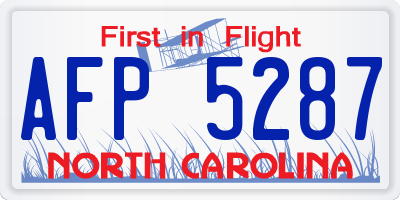 NC license plate AFP5287