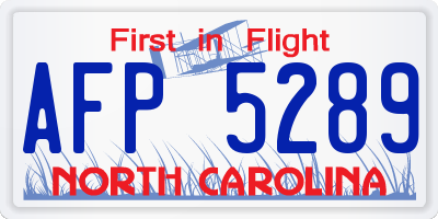 NC license plate AFP5289