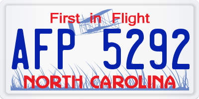 NC license plate AFP5292