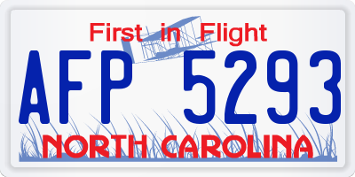 NC license plate AFP5293