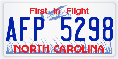 NC license plate AFP5298