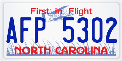 NC license plate AFP5302