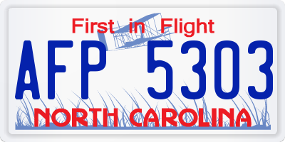NC license plate AFP5303