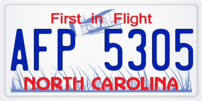 NC license plate AFP5305