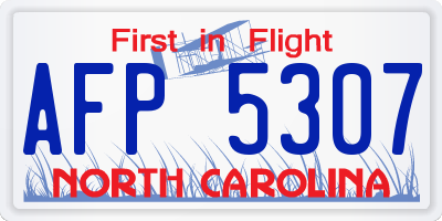 NC license plate AFP5307