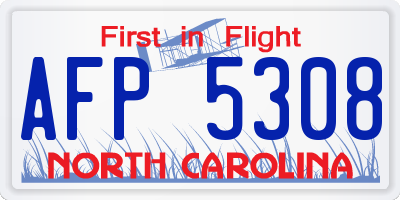 NC license plate AFP5308
