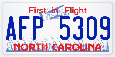 NC license plate AFP5309