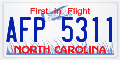 NC license plate AFP5311