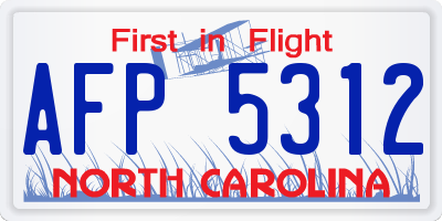 NC license plate AFP5312