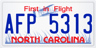 NC license plate AFP5313