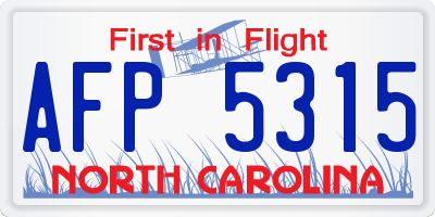 NC license plate AFP5315