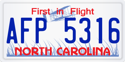 NC license plate AFP5316