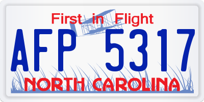 NC license plate AFP5317