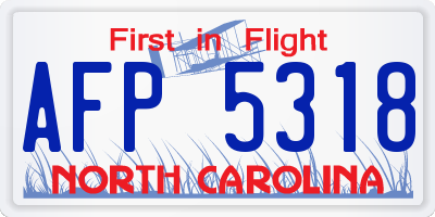 NC license plate AFP5318