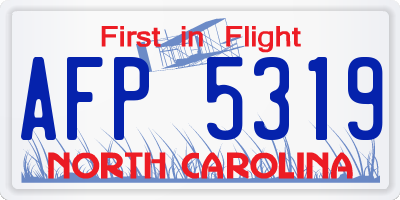 NC license plate AFP5319