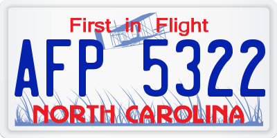 NC license plate AFP5322