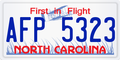 NC license plate AFP5323