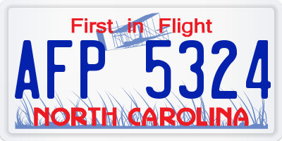 NC license plate AFP5324