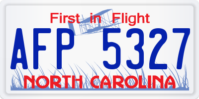 NC license plate AFP5327