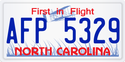 NC license plate AFP5329
