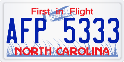 NC license plate AFP5333