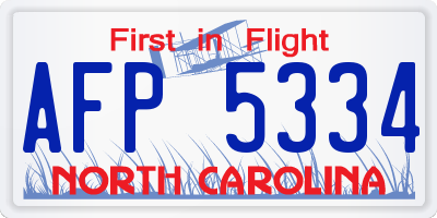 NC license plate AFP5334