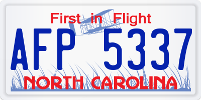 NC license plate AFP5337