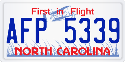 NC license plate AFP5339