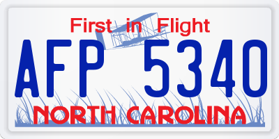 NC license plate AFP5340