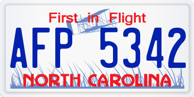 NC license plate AFP5342