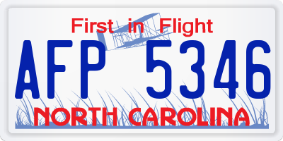 NC license plate AFP5346