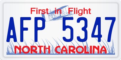 NC license plate AFP5347
