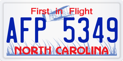 NC license plate AFP5349