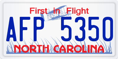 NC license plate AFP5350