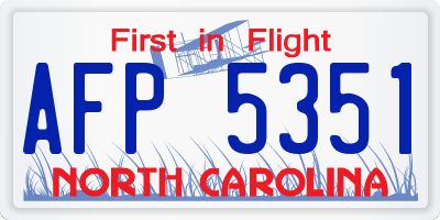 NC license plate AFP5351