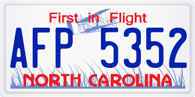 NC license plate AFP5352