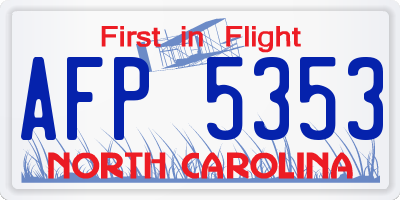 NC license plate AFP5353