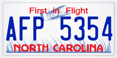 NC license plate AFP5354