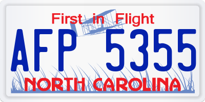 NC license plate AFP5355